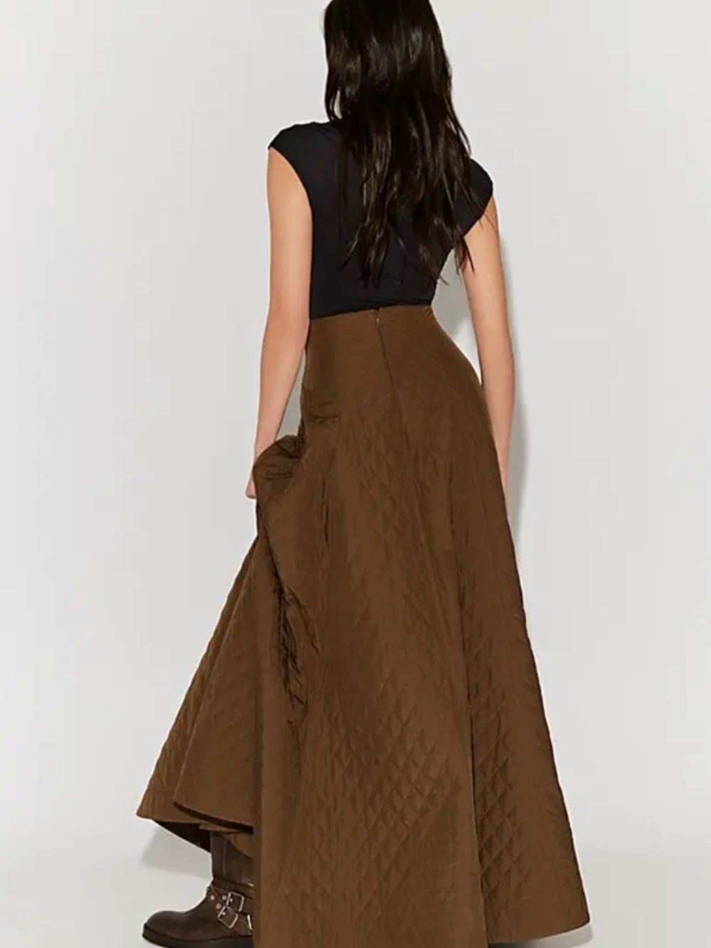 Norma Kamali Long Quilted 'Grace' Skirt in Bark (NWT) - Picture 2 of 10